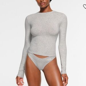 NWT Skims Cotton Jersey Long Sleeve Heather Grey Small